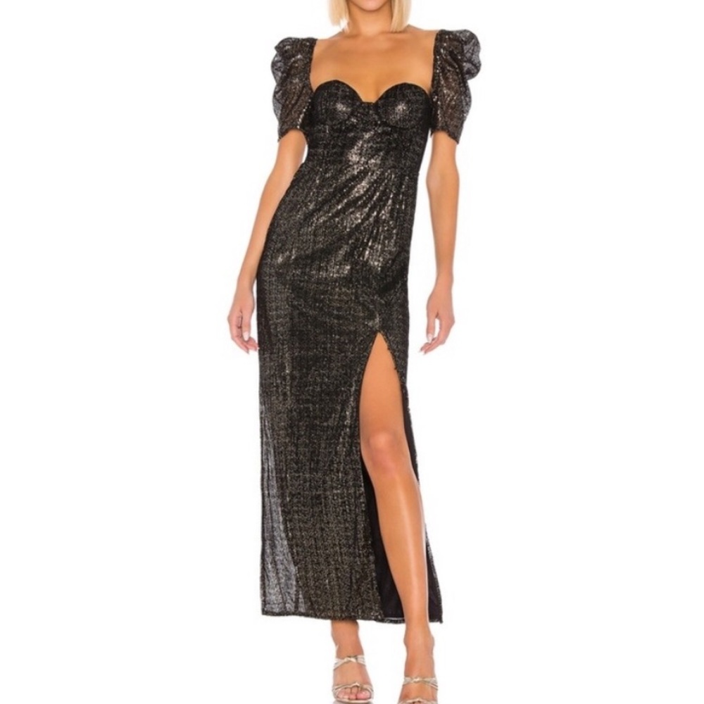 House of Harlow x REVOLVE Floriana Maxi Dress in Noir & Gold